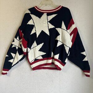 Current/Elliott sweater sz L Womens Stars Red White Blue cotton USA jumper